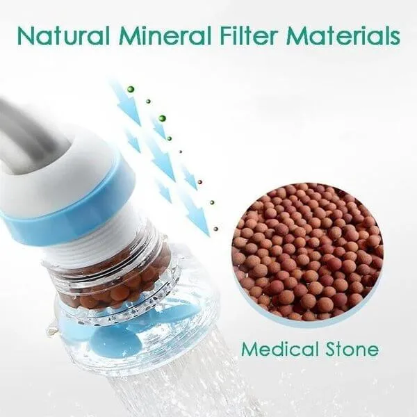 Faucet Booster Filter- Natural mineral materials are included. The medical stone can absorb impurities and purify the quality of water.